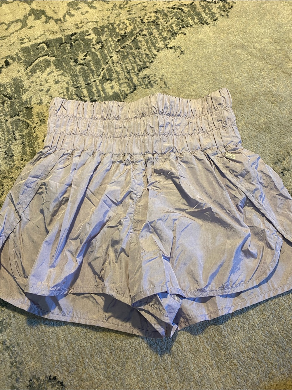 L FP Movement by Free People Lavender Smocked High-Waist Shorts